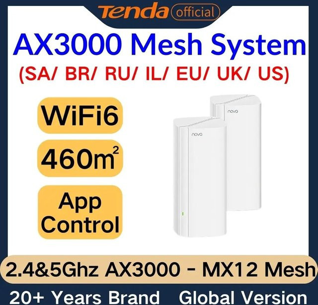Tenda MX12 AX3000 WiFi 6 Mesh-WLAN-Router mit nahtlosem Roaming in Weiß - Bild 1