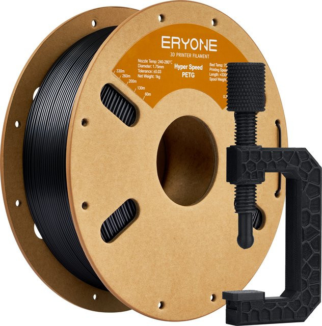 ERYONE Rapid PETG 3D-Druckfilament, 1,75 mm, Schwarz, 1 kg Spule - Bild 1