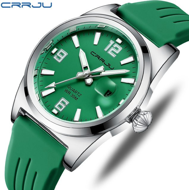 CRRJU Armbanduhr Quarz, Silikon, Grün, Herren - Bild 1