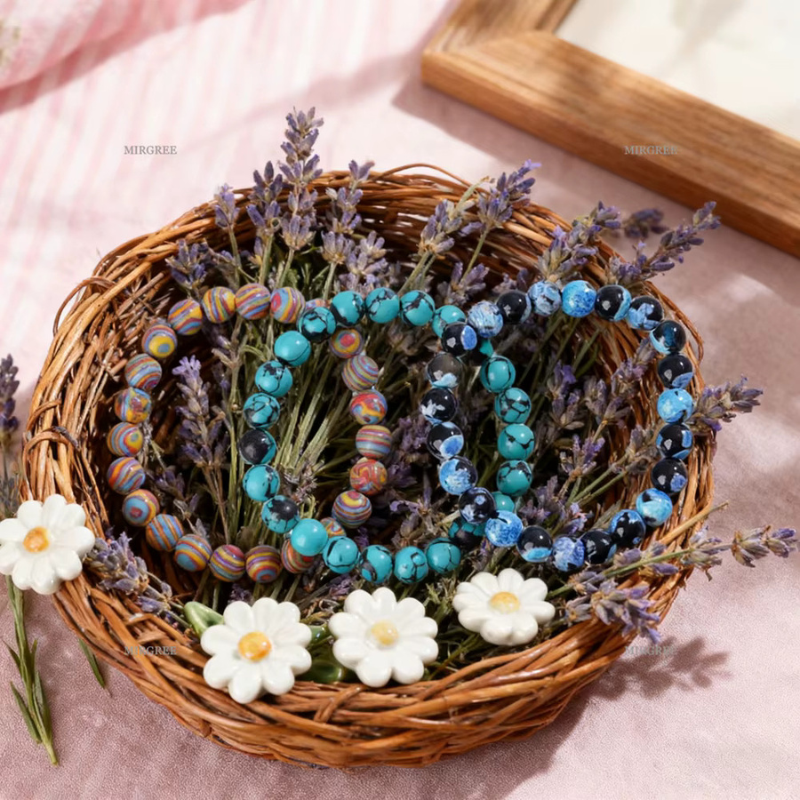3-teiliges Perlenarmband-Set, Naturstein, Bunt, Unisex, Vintage - Bild 5