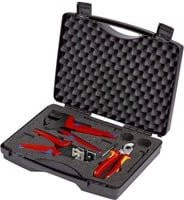 Knipex 97 91 03 Elektriker Werkzeugkoffer für Photovoltaik, bestückt mit Präzisions-Abisolierzange, B/H/T: 34,5 x 8,0 x 28,0 cm