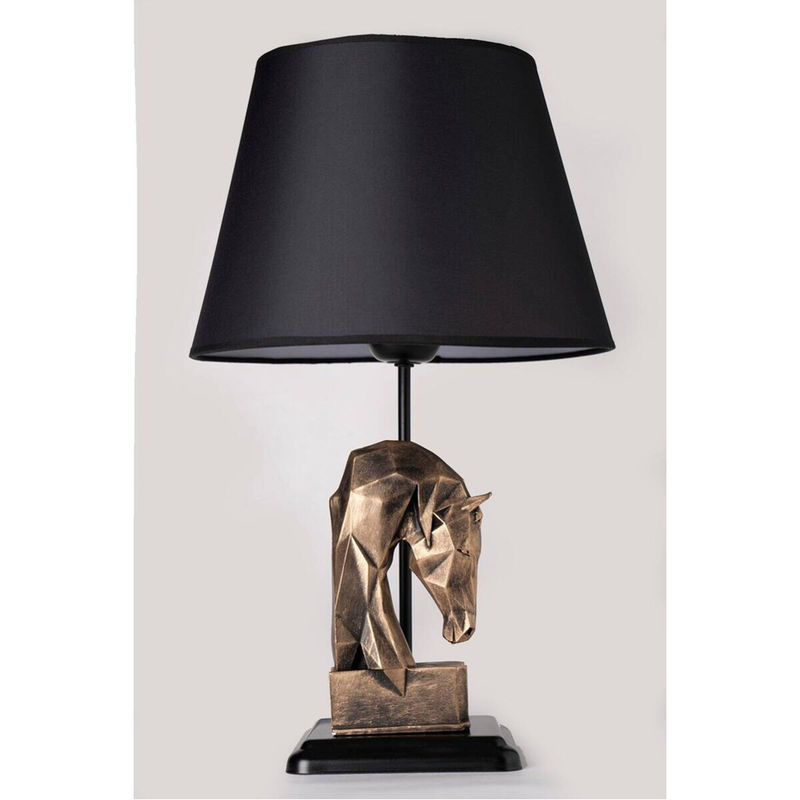 Opviq Tischleuchte Modern in Schwarz aus Metall und Stoff mit E27 Fassung, B/H/T: 24 x 50 x 24 cm - Bild 2