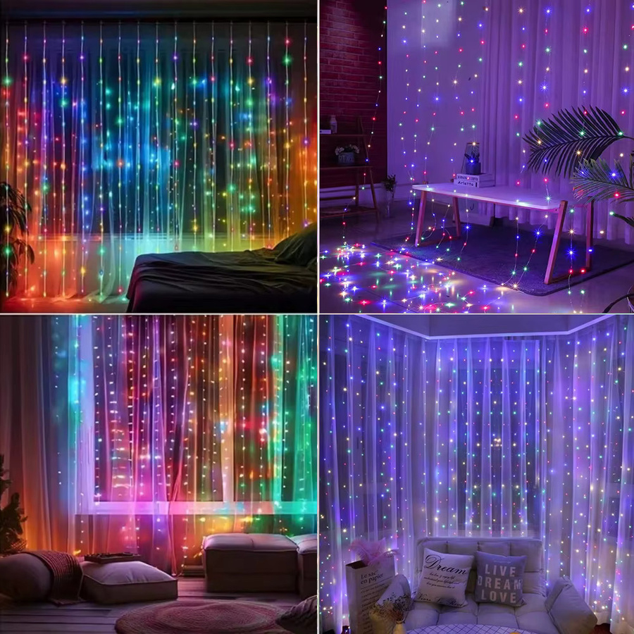 TONECY LED-Lichtvorhang in Pink mit Fernbedienung und 8 Beleuchtungsmodi, batteriebetriebene SMD Feenlichter zur Dekoration von Schlafzimmer, Hochzeit oder Party - Bild 4