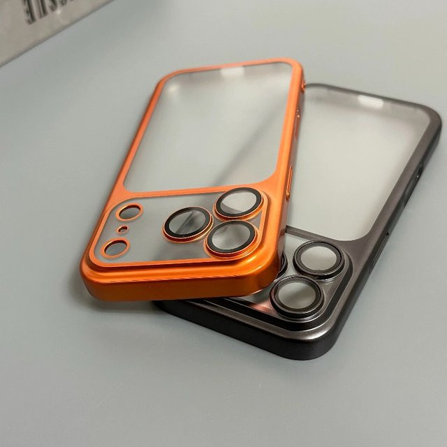 Mattierte Handyhülle von OLPAY für iPhone 12 bis iPhone 17 Pro Max mit Kameralinsen-Schutz in Orange - Bild 1