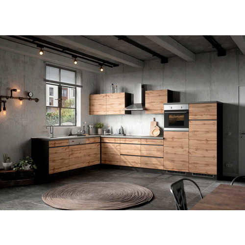Winkelküche Tampa von HELD MÖBEL in Braun und Grau mit Melaminharz-beschichteter Arbeitsplatte, B/T/H: 240 x 60 x 200 cm - Bild 2