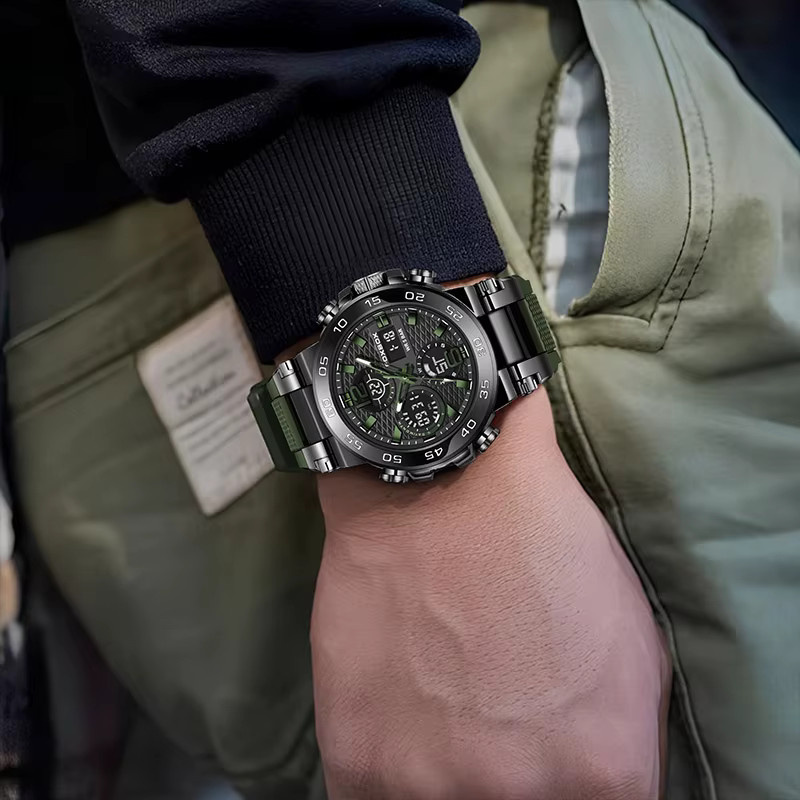 LIGE Digitaluhr, Quarz, Edelstahl, Schwarz, Herren - Bild 3
