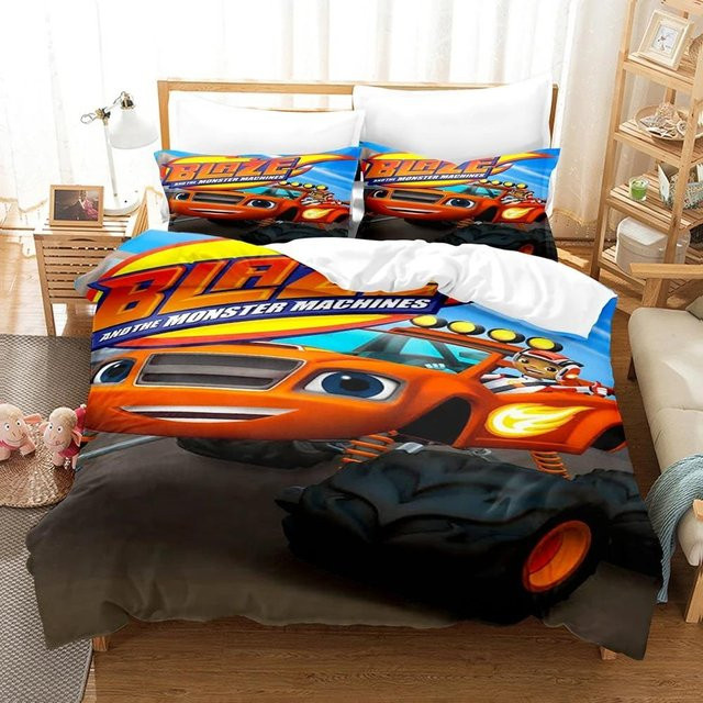 Lodestar Kinder Bettwäsche Set mit Cartoon Auto Motiv, 3D Druck, Mehrfarbig, B/H: 135 x 200 cm - Bild 1