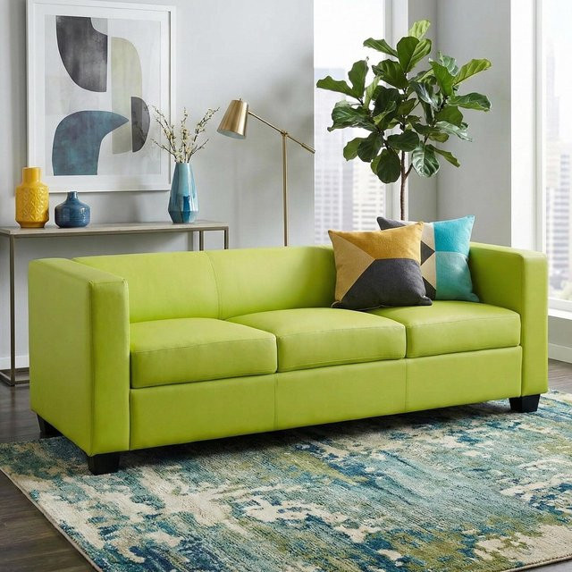 MCW 3er Sofa Lille in Hellgrün aus Kunstleder im modernen Lounge-Stil - Bild 1