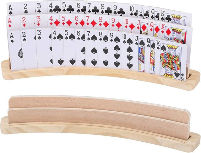 Gebogener Spielkartenhalter aus Holz in Braun für Senioren und Kinder zum Spielen von Bridge oder Canasta - Bild 1