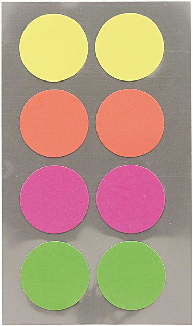Rico Design Paper Poetry Office Sticker Punkte 25 mm in Neonmix, 4 Bogen - Bild 1