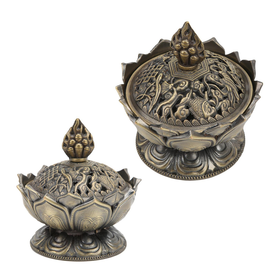 GoolRC Räuchergefäß in Lotusform aus Legierung in Bronze und Gold - Bild 3