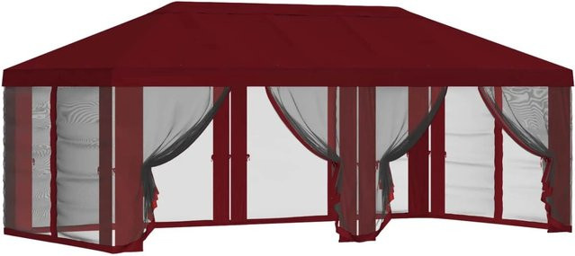 vidaXL Pavillon mit Dach und Seitenwänden aus Polyester in Bordeauxrot, B: 6 m, T: 3 m, H: 2,765 m - Bild 1