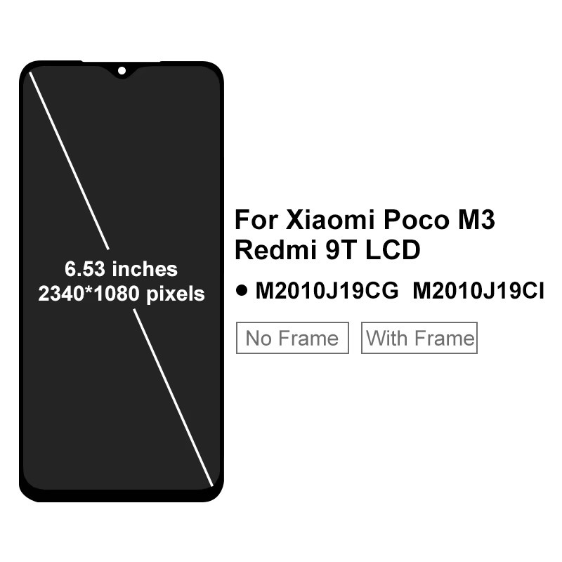 Xiaomi Poco M3 LCD Display Ersatzteil mit 6.53 Zoll Touchscreen in Schwarz für Redmi 9T (Modell M2010J19CG, M2010J19CI) - Bild 2