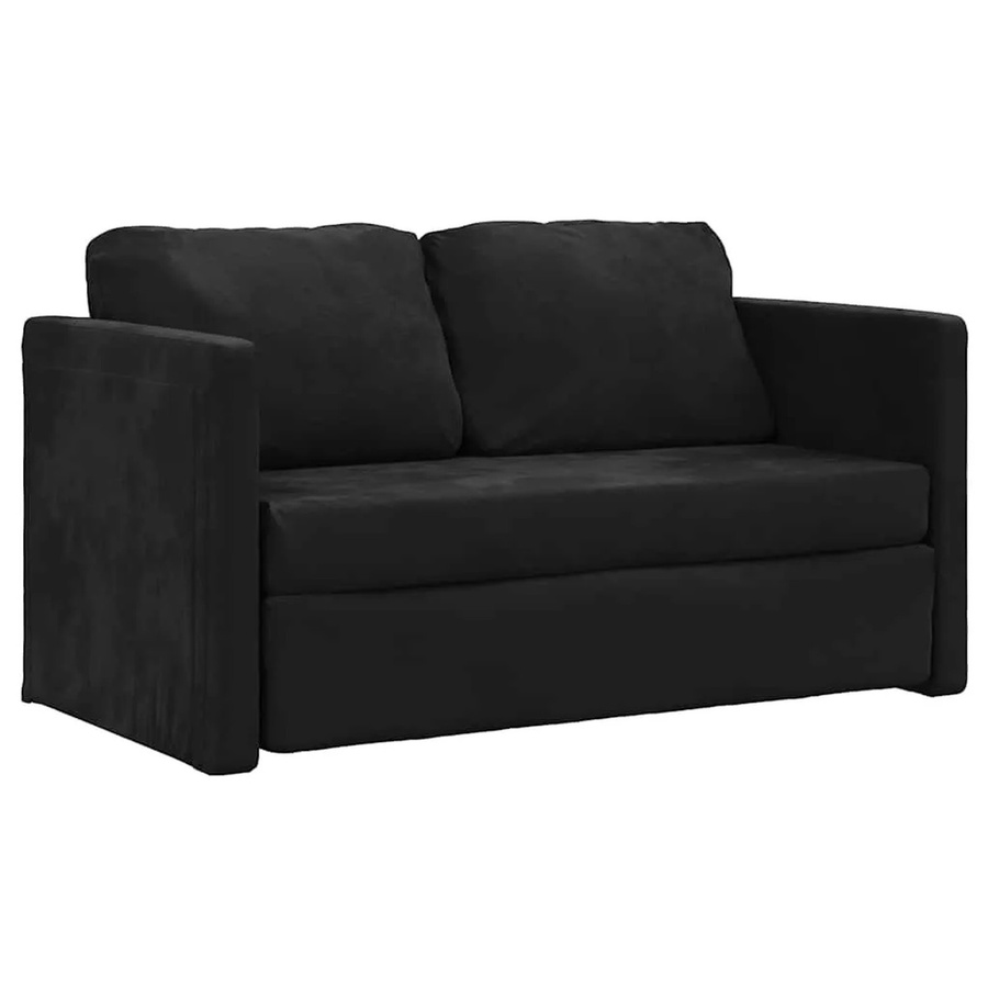 vidaXL Bodensofa mit Schlaffunktion in Schwarz aus Samt, B/T/H: 122 x 204 x 55 cm - Bild 2