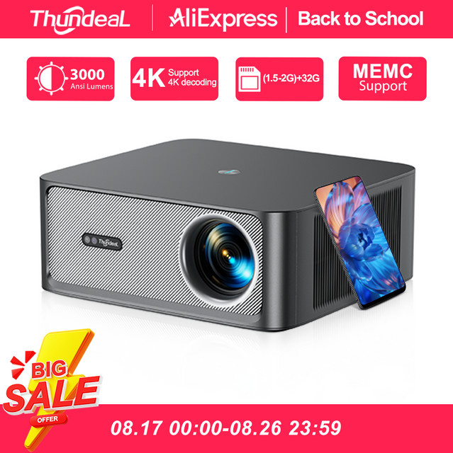 ThundeaL TD98Pro Tragbarer Projektor mit 2K 4K Full HD Unterstützung, WiFi und Android, Schwarz - Bild 1
