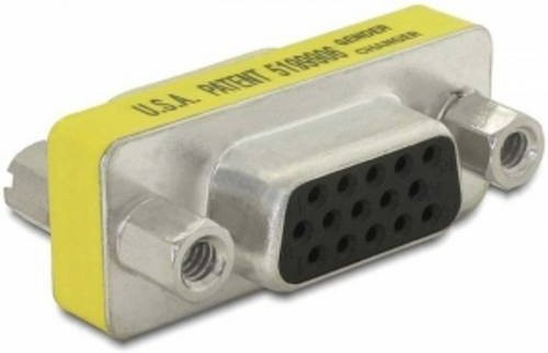 Delock 65001 VGA Adapter Gelb mit 1x D-SUB-Buchse 15pol. zu 1x D-SUB-Buchse 15pol. - Bild 1