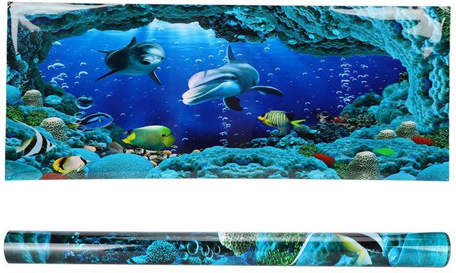 KaiSai Aquarien-Hintergrundposter Meereswelt-Landschaft in Blau aus PVC - Bild 1
