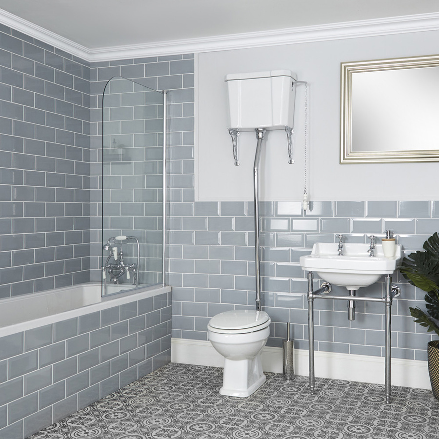 Hudson Reed Nostalgie-Bad-Set Richmond in Weiß aus Keramik mit Badewanne, Stand-WC und Standwaschbecken - Bild 1