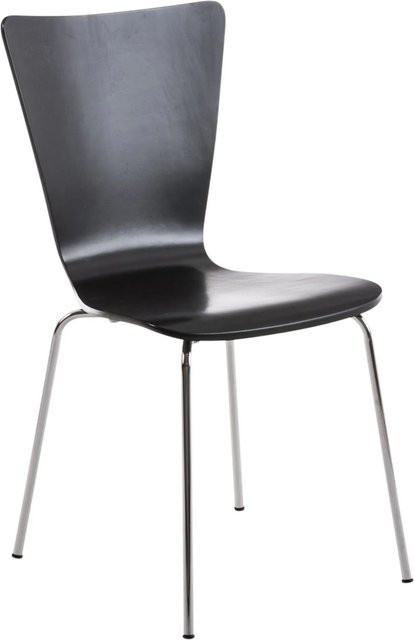 DELUKE Besucherstuhl TOKYO Konferenzstuhl und Bürostuhl aus Holz und Metall in Schwarz, B/T/H: 43 x 50 x 84 cm - Bild 1