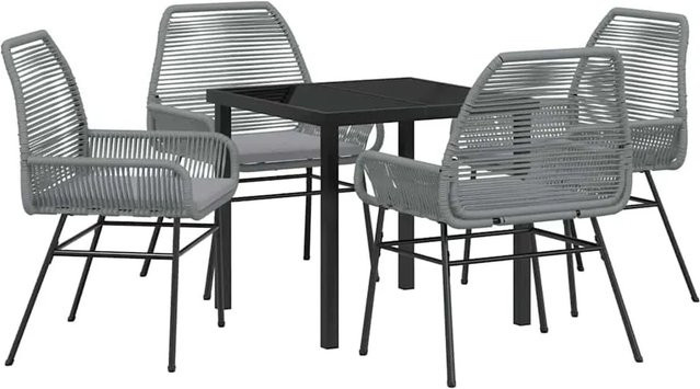 vidaXL Garten Essgruppe 5-teilig aus Poly-Rattan und Glas in Grau - Bild 1