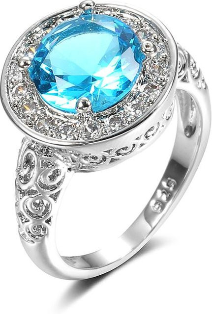 Kinel Ring, Roségold, blaue Zirkonia, Damen, Größe 56,6 mm - Bild 1