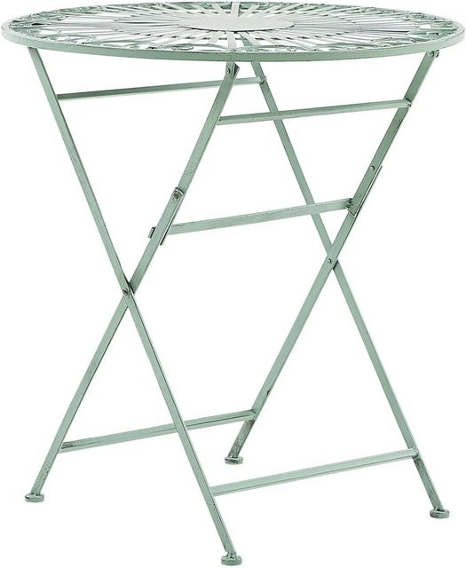 Beliani Runder Tisch TRENTO in Hellgrün mit Metallgestell für Garten, Balkon oder Terrasse, Durchmesser: 70 cm, Höhe: 75 cm - Bild 1