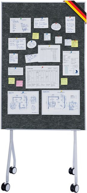Floordirekt Mobile Präsentationstafel Giant Beidseitige Filztafel auf Rollen Schwarz B: 80 cm, H: 120 cm - Bild 1