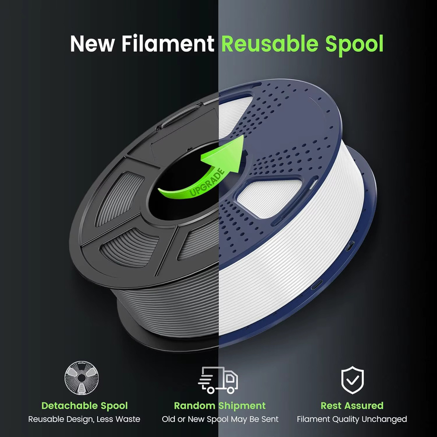 SUNLU PETG 3D-Drucker-Filament 1,75 mm mit wiederverwendbarer Spule, 5 kg, Weiß und Schwarz - Bild 2