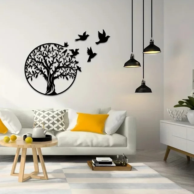 CIFBUY Baum des Lebens Wandkunst aus Metall in Schwarz als dekoratives Ornament für Garten und Zuhause - Bild 1