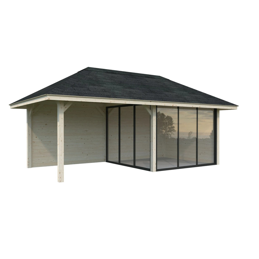 Palmako Pavillon Bianca Set 205 Slide aus Fichtenholz in Braun mit transparenten ESG-Verglasung B/H/T: 588 x 319 x 300 cm - Bild 2