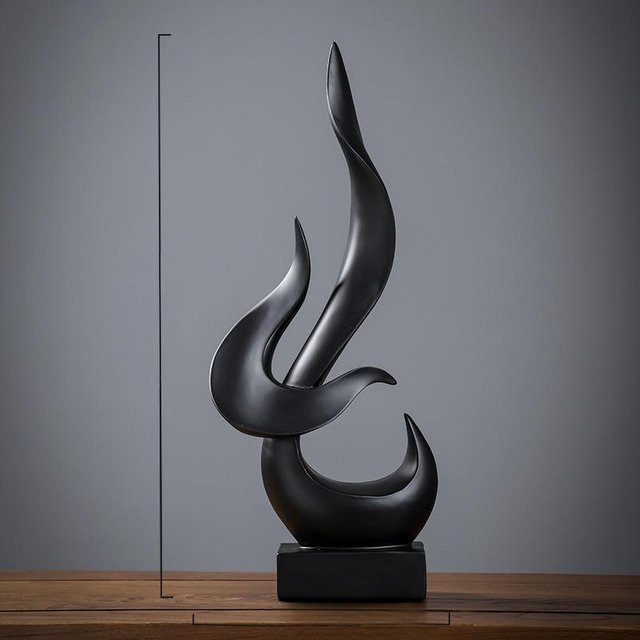 Moderner Flammen-Deko-Objekt Tischdeko in Schwarz oder Weiss mit abstraktem Design aus Harz und Kunststoff - Bild 1