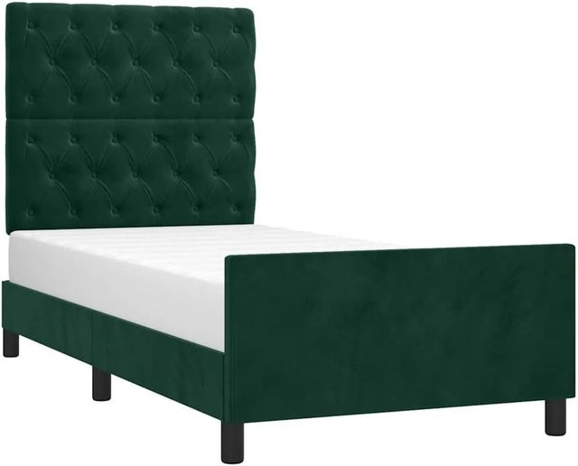 vidaXL Bettgestell ohne Matratze aus Samt in Dunkelgrün, B/T/H: 80 x 200 x 128 cm - Bild 1