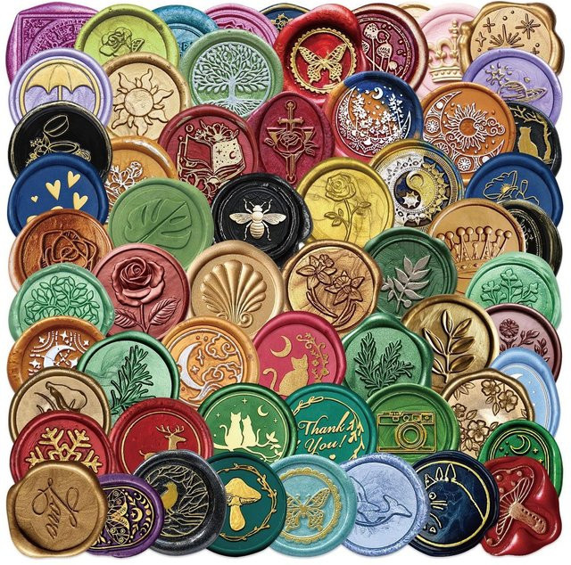 64 Stück wasserfeste Wachssiegel-Stempel-Graffiti-Aufkleber in Multicolour von AnimeWorlds Store zur DIY-Dekoration für Journal, Handyhülle und Gepäck - Bild 1