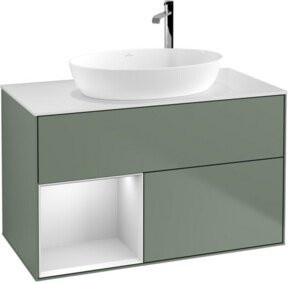 V&B Waschtischunterschrank Finion 100 mit Wandbeleuchtung in Weiß lackiert, B/T/H: 100 x 50,1 x 50,1 cm - Bild 1