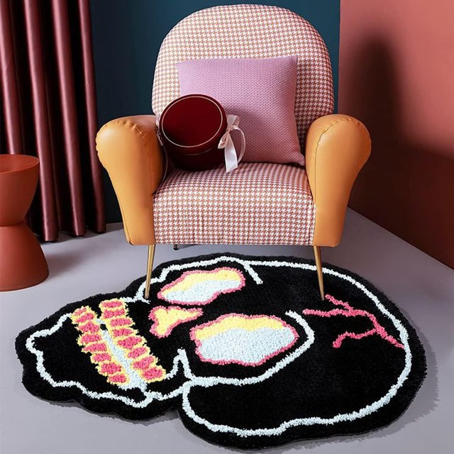 Lodestar Druckteppich mit lustigem Totenkopf-Design für Badezimmer, Küche oder Wohnzimmer, rutschfest, B/H: 66 x 86 cm - Bild 1