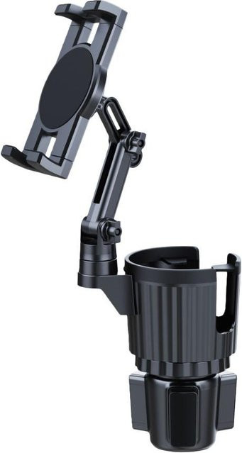 TOMTOP Universeller Auto-Becherhalter mit 360 Grad Drehung und Handyhalterung für Smartphones und Tablets von 4,5 bis 13 Zoll, Schwarz - Bild 1