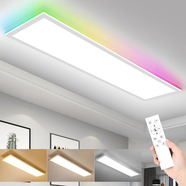 Oraymin LED-Panel-Deckenleuchte RGB, dimmbar mit Fernbedienung, 30W, 3300LM, Weiß, Breite: 100 cm - Bild 1