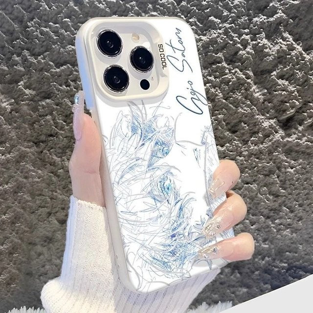Gojo Satoru Manga Sketch Soft Case Schutzhülle für iPhone 11 12 13 14 15 16 17 Pro Max XS XR X in Weiß - Bild 1