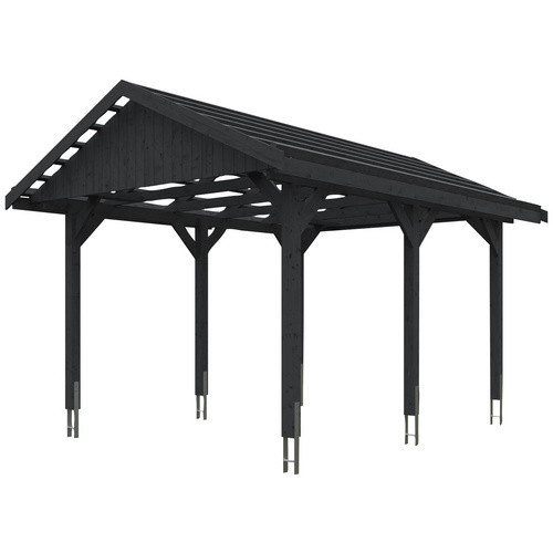 Skan Holz Carport Wallgau Satteldach aus Nadelholz in Grau, Breite: 380 cm, Tiefe: 500 cm, Höhe: 313 cm - Bild 3