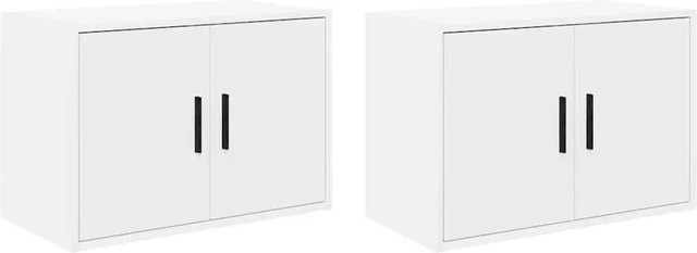 vidaXL Garagen-Wandschränke 2er-Set Weiß aus Holzwerkstoff, Wandmontage mit Türen, B/T/H: 60 x 30 x 41 cm - Bild 1