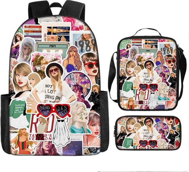 3-teiliges Schulrucksack-Set für Schüler aus Oxford-Stoff mit Schultasche, Schultergurt und Federmäppchen in Multicolour - Bild 1
