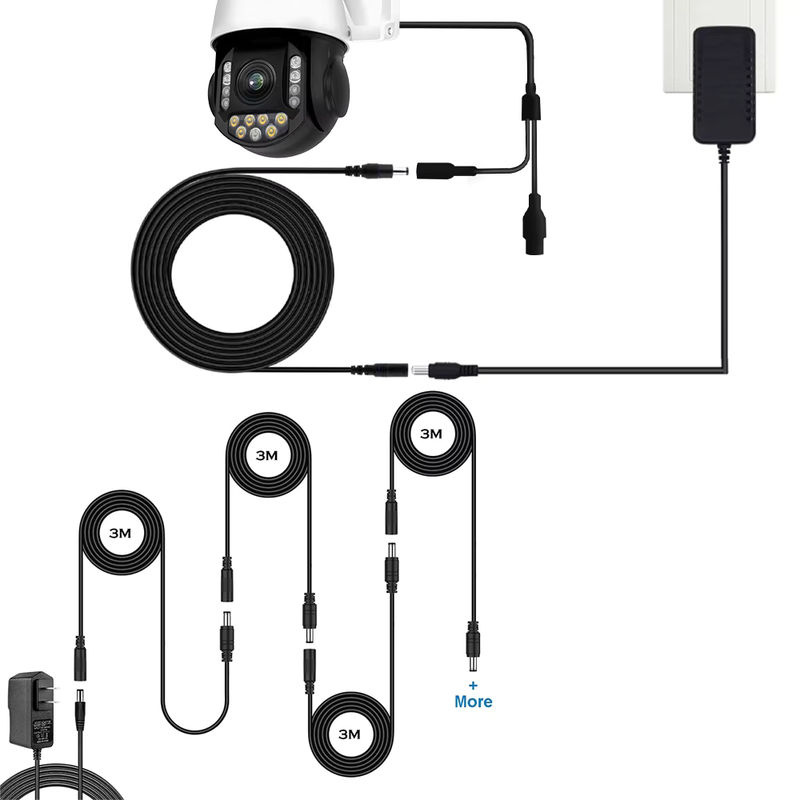 zysecurity DC-Verlängerungskabel für CCTV-Kameras, 5,5 mm x 2,1 mm, männlich zu weiblich, schwarz - Bild 5