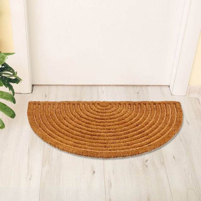 Fußmatte COCO SHAPE Astra in Semicircular Design aus Coir, Multicolour Beige Weiss Braun, Breite: 90 cm - Bild 1