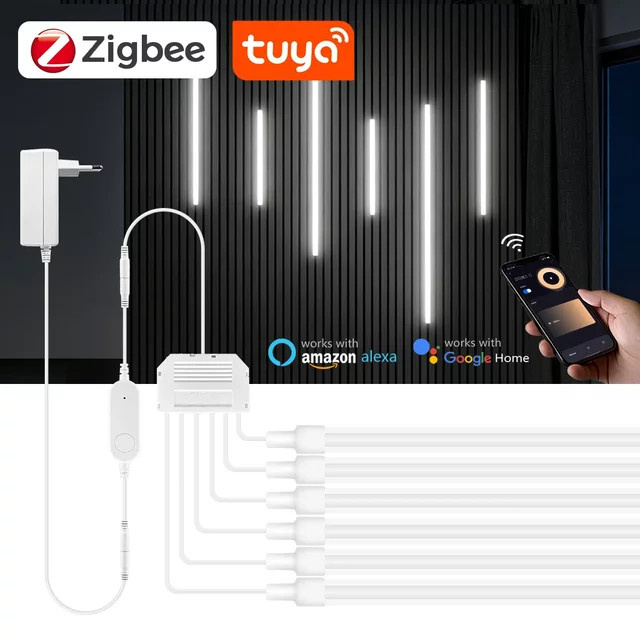 Gyarfas Zigbee Smart Neon COB LED-Lichtstreifen in Weiß aus Silikonschlauch, kompatibel mit Alexa und Google Assistant - Bild 1