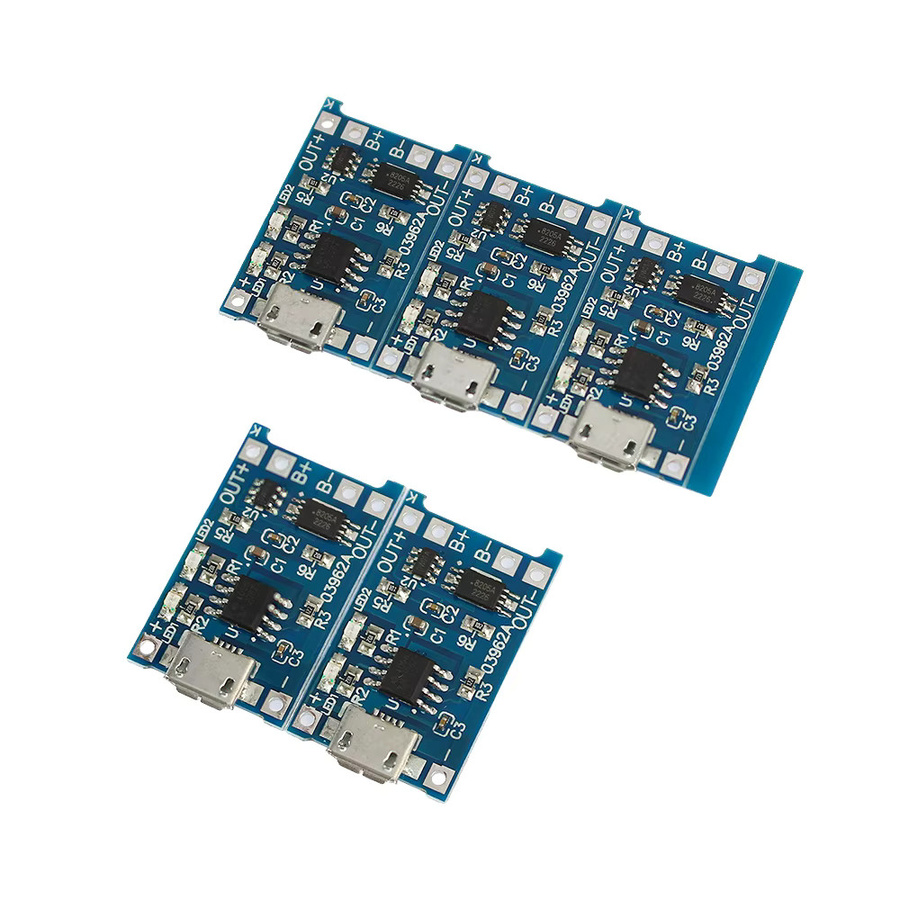 5 Stück Lithium-Ionen Batterie Lade-Module mit Typ-C und Micro-USB Anschluss sowie Schutzfunktion in Blau - Bild 2