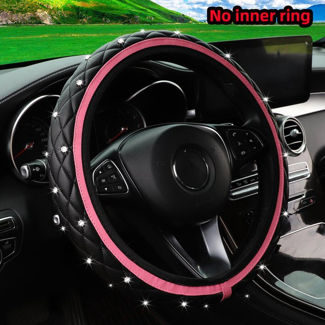 MEIKAXIU Stereo-Lenkradabdeckung aus PU-Leder mit Diamanten besetzt für 14,5-15 Zoll Automobilzubehör - Bild 1