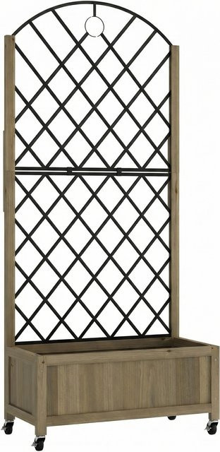 Outsunny Holz-Pflanzkasten mit Metallgitter und Rollen für Kletterpflanzen, braun, B/T/H: 72 x 36 x 168 cm - Bild 1