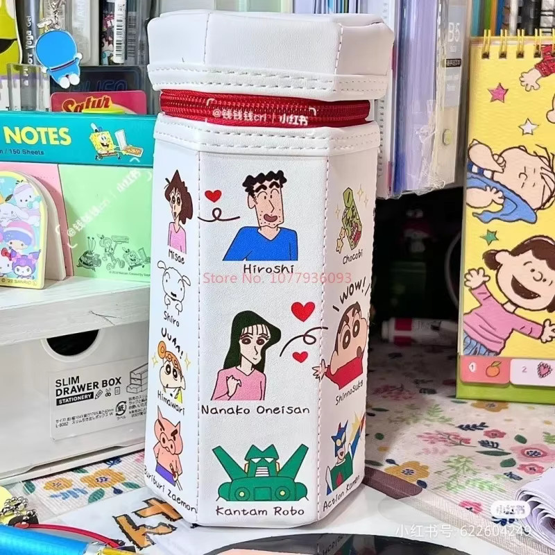 Bandai Crayon Shinchan Federmäppchen in Sechseck-Form, buntes Kunststoff-Etui für Schüler - Bild 2