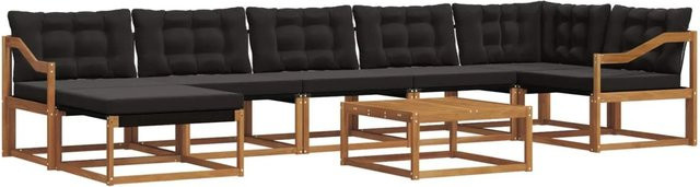 vidaXL Outdoor-Sofagarnitur 22-tlg. aus Akazienholz und Textilene mit Kissen in Schwarz und Natur - Bild 1