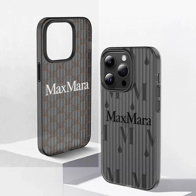 Max Mara Silikon-Handyhülle mit Wellen-Design für iPhone 15 16 17 Pro Max Plus in Grau - Bild 1
